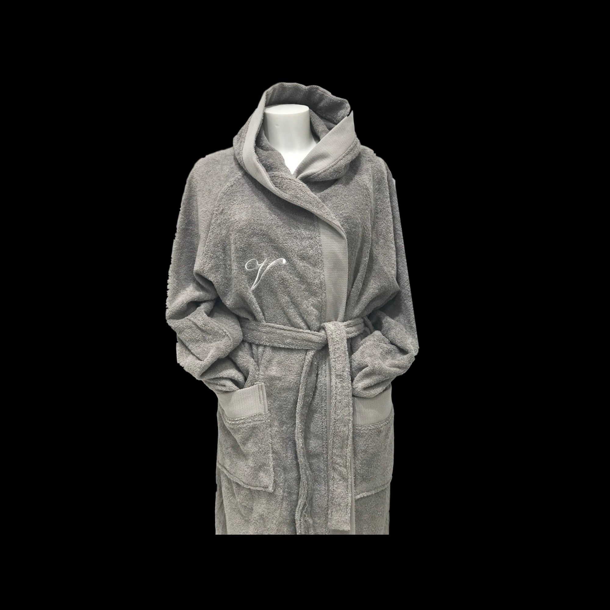 Accappatoio Unisex In Spugna Joly GRIGIO Con Iniziale Personalizzata
