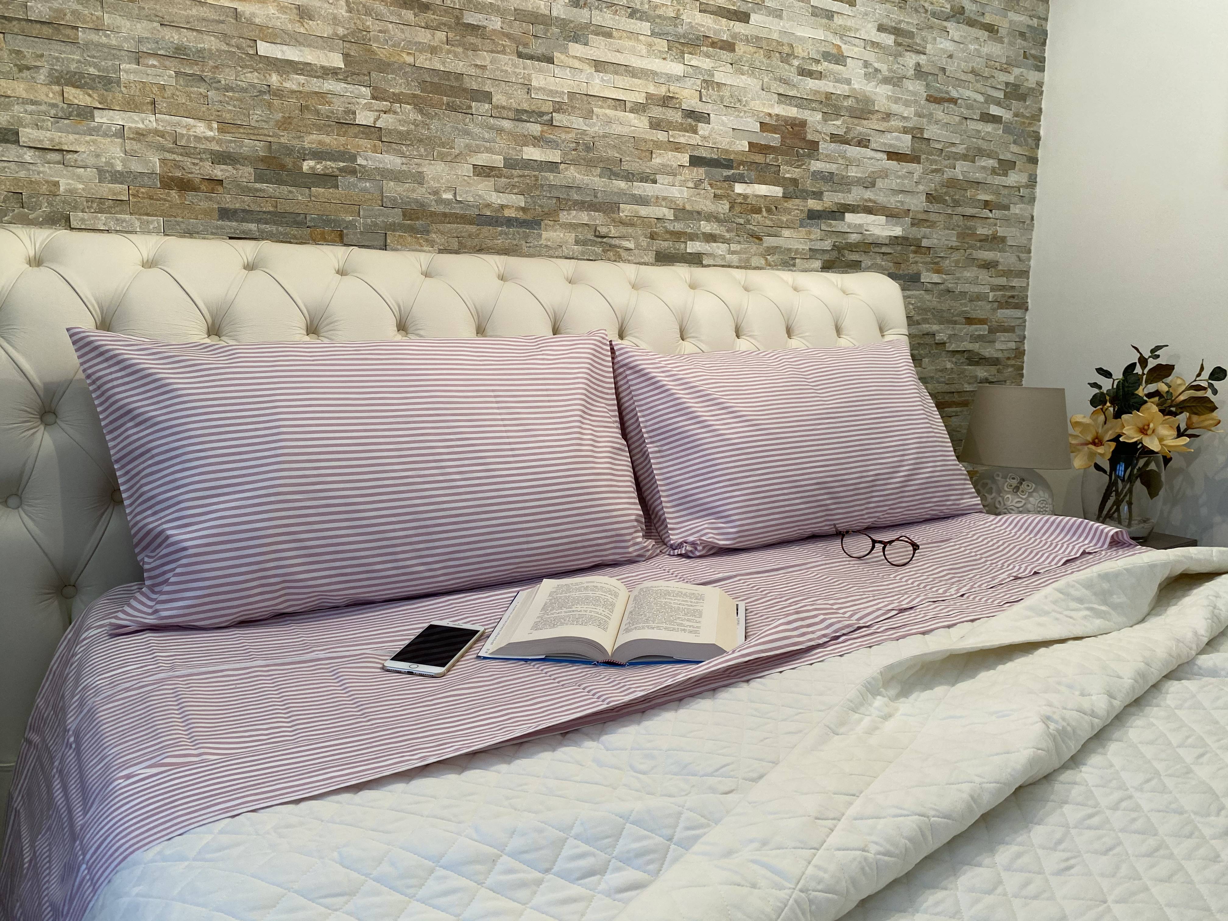 Lenzuolo Sopra Con Federe Rigato