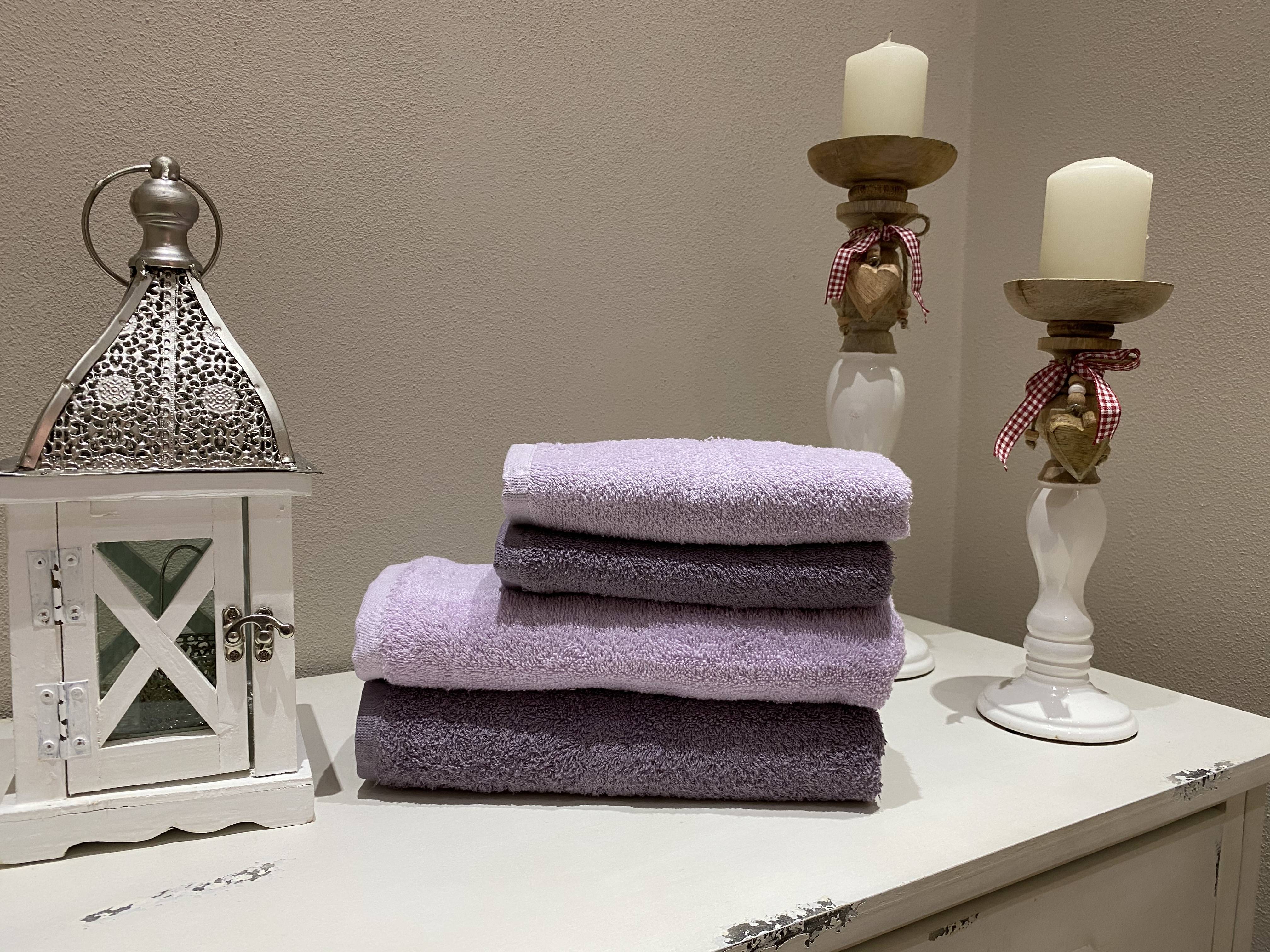 Asciugamani Set Quattro Pezzi Tinta Unita