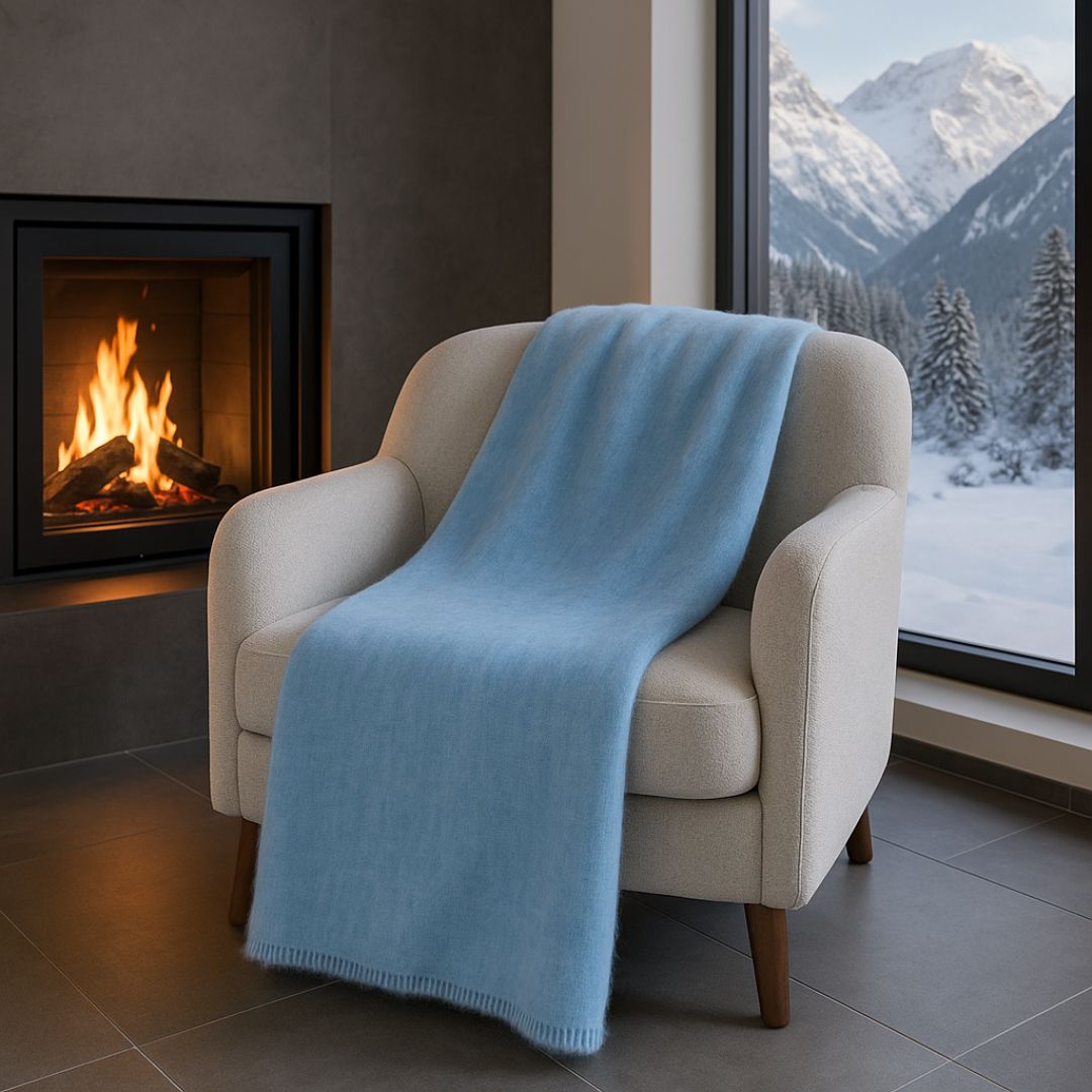 Coperta Lana Vergine Mohair Tinta Unita