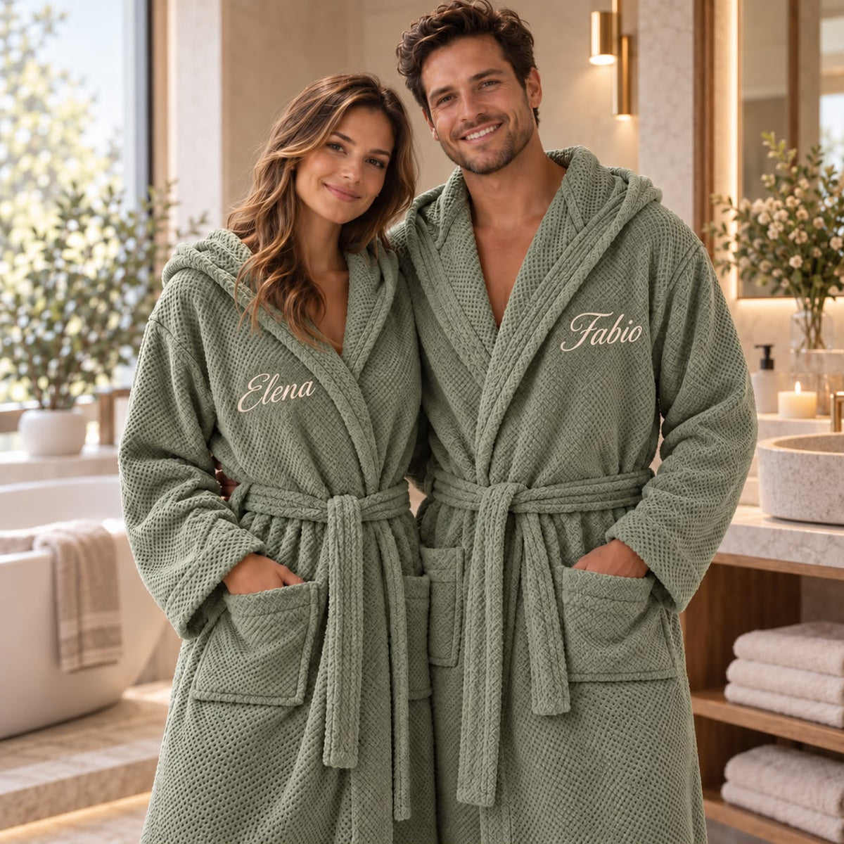 Accappatoio Unisex POP CORN VERDE Con Nome o iniziale Personalizzato