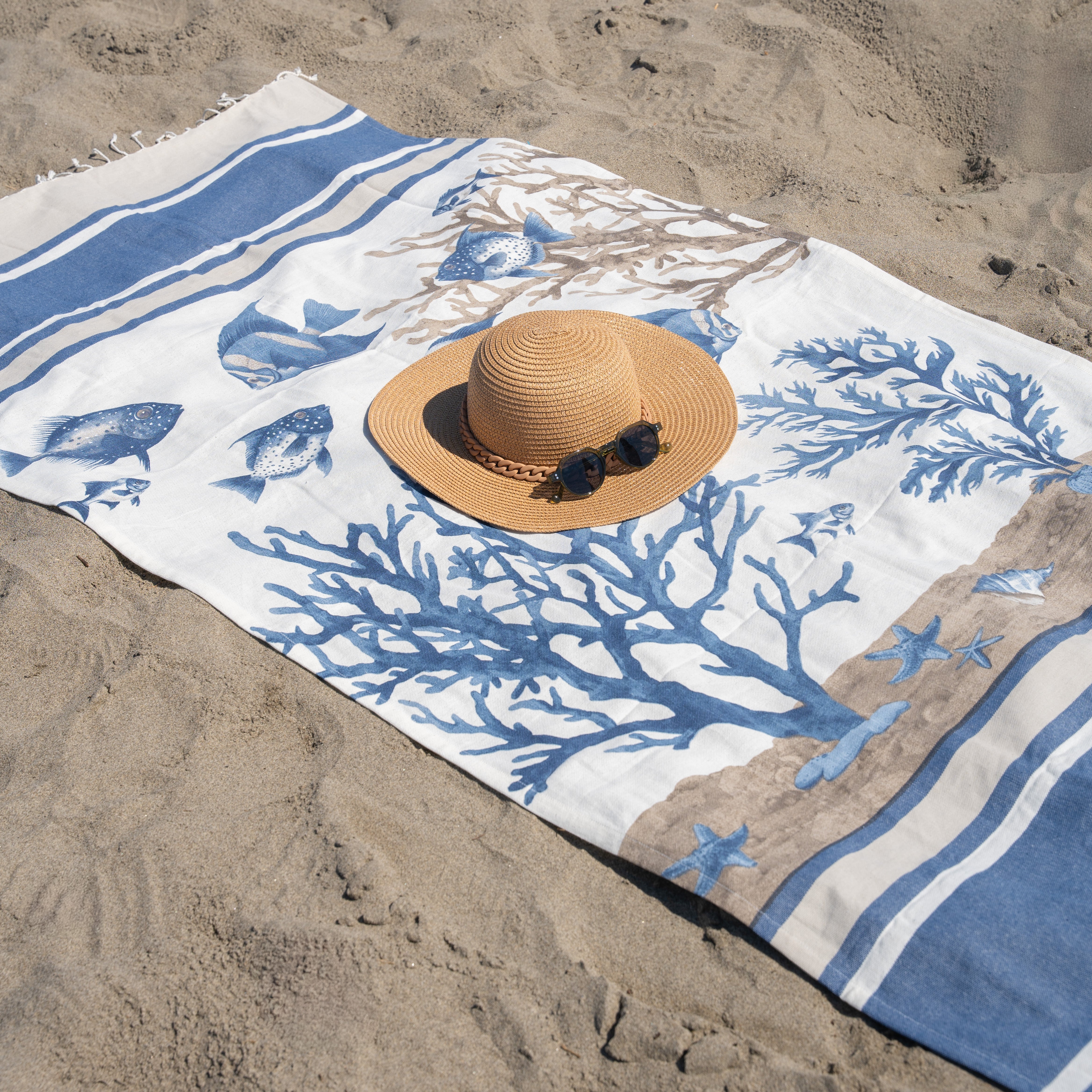Telo Mare Fouta Corallo BLU
