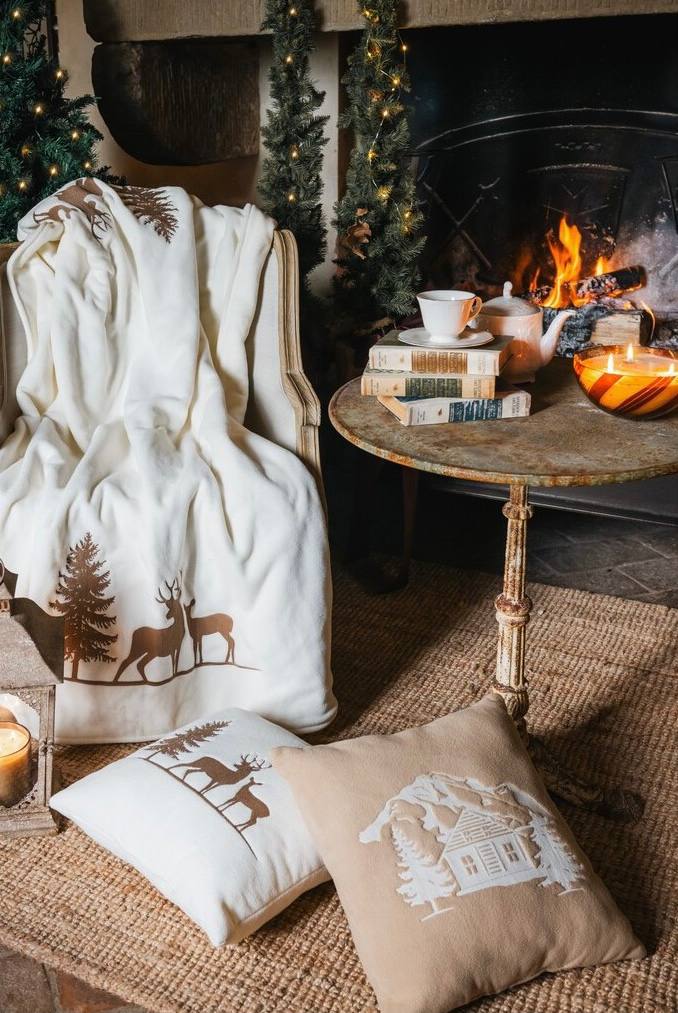 Plaid Blanc Mariclò con Sherpa + Cuscino Abbinato – Linea Chalet