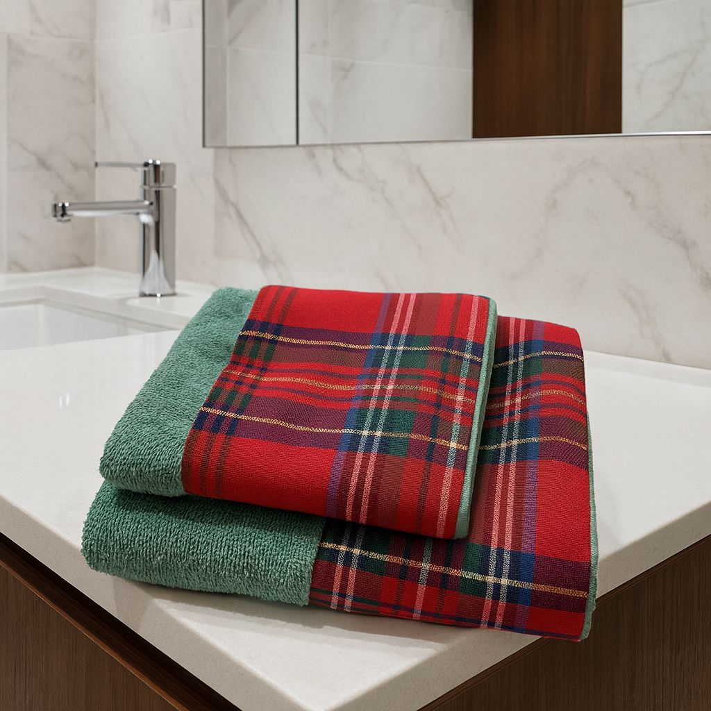 Set asciugamani 1+1 viso e ospite Balza tartan