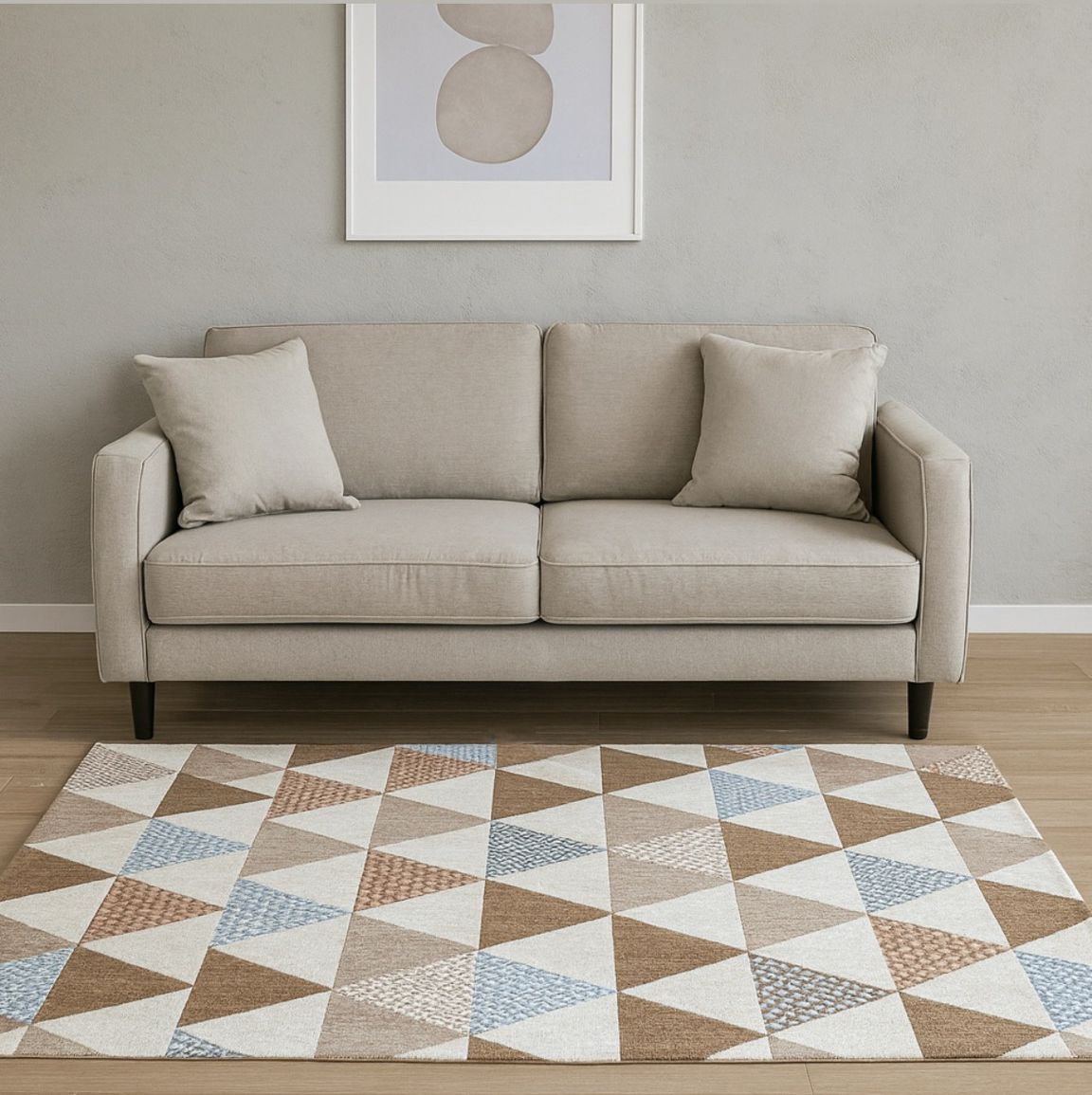 Tappeto Arredo Triangoli Beige