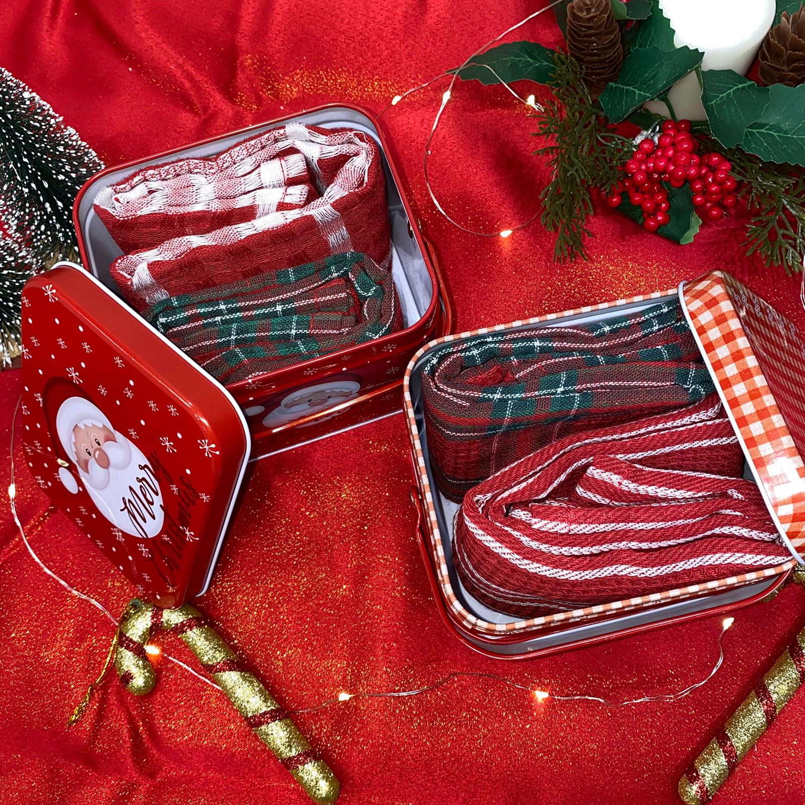 Scatola in latta con 2 strofinacci