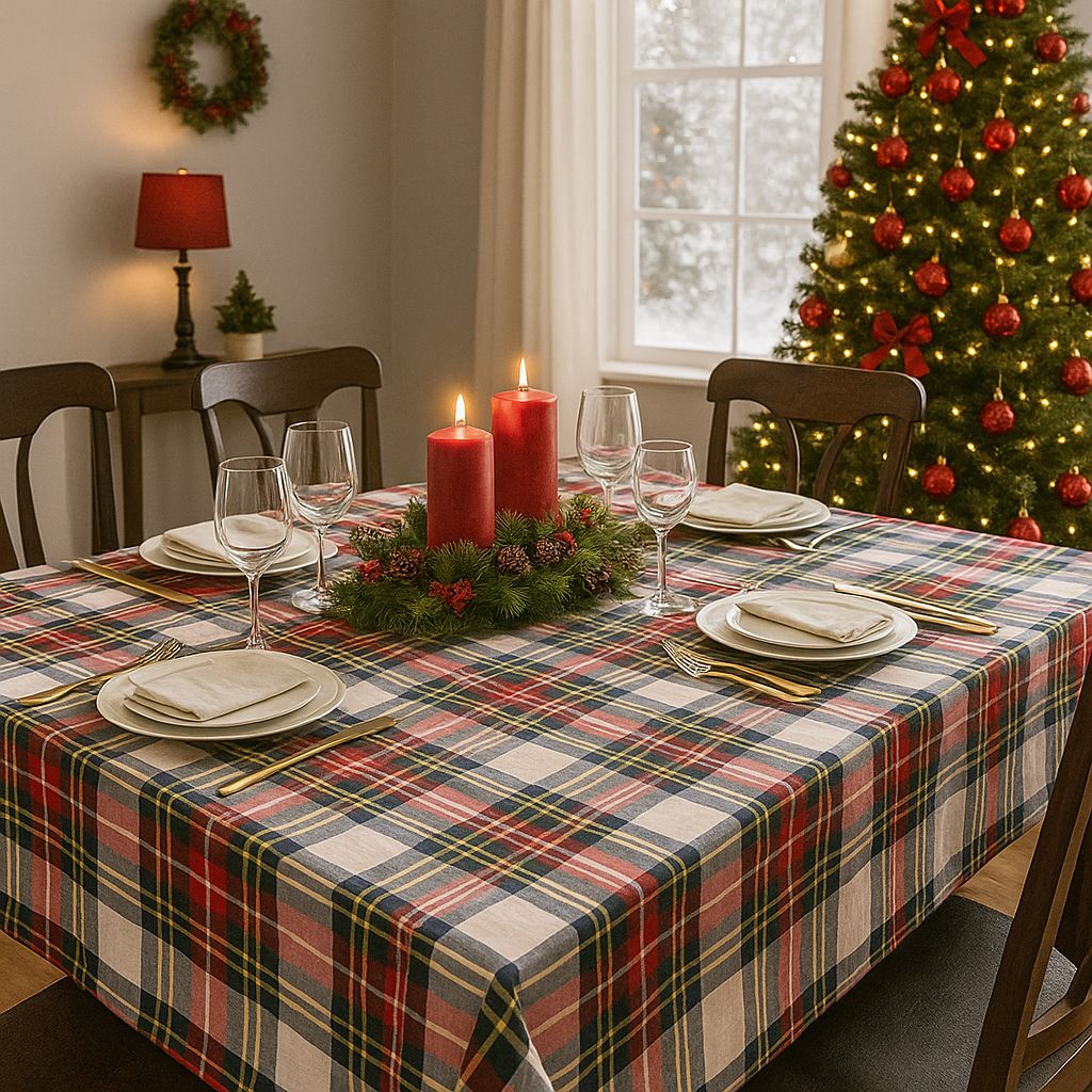 Tovaglia Tartan Bianca