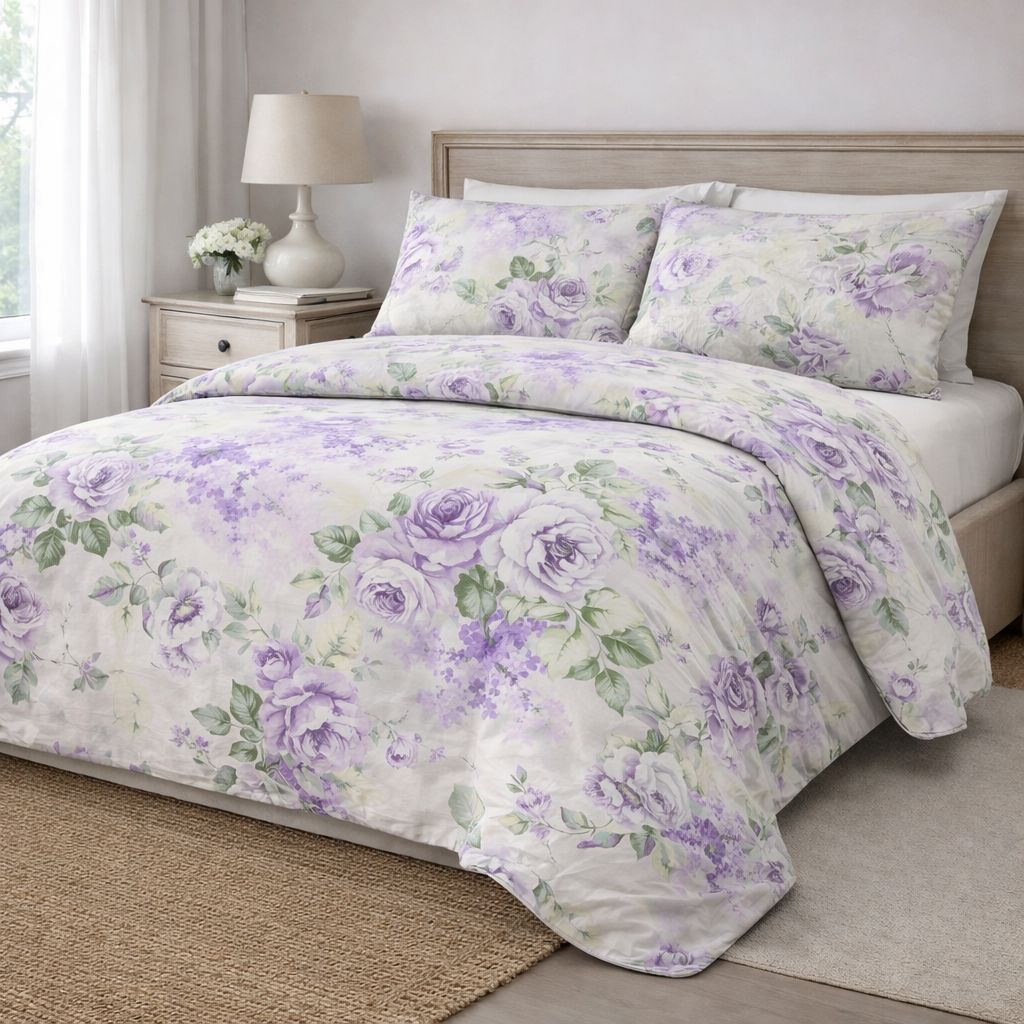 Parure copripiumino in percalle Violetta