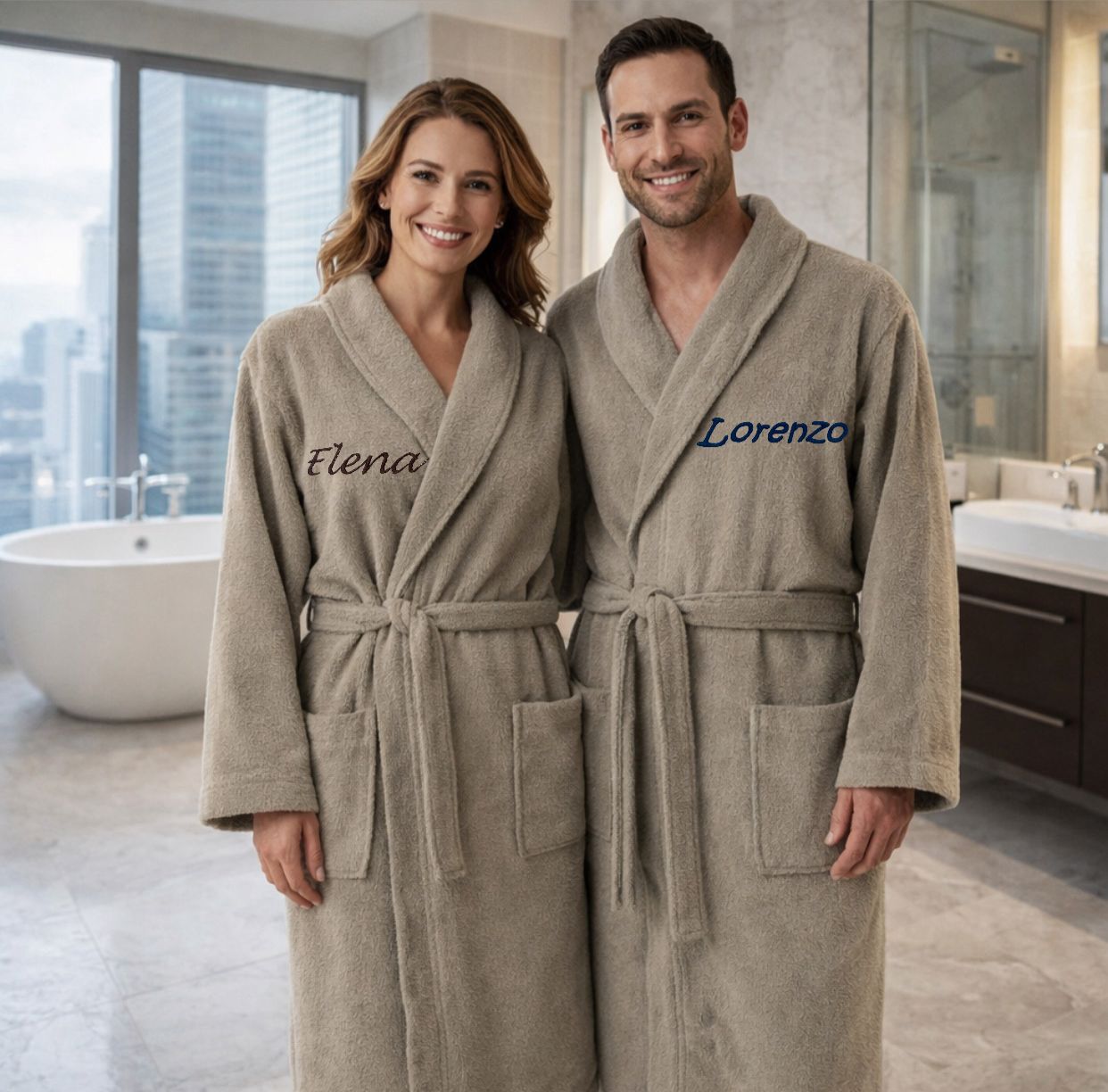 Accappatoio Unisex In MICROSPUGNA Joly TORTORA Con Nome Personalizzato