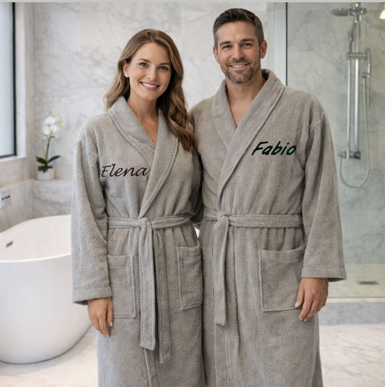 Accappatoio Unisex In MICROSPUGNA Joly GRIGIO Con Nome Personalizzato