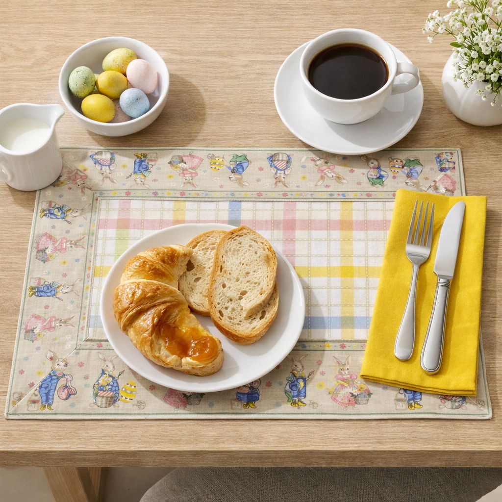 Set tovaglietta americana e tovagliolo coniglietti pasquali