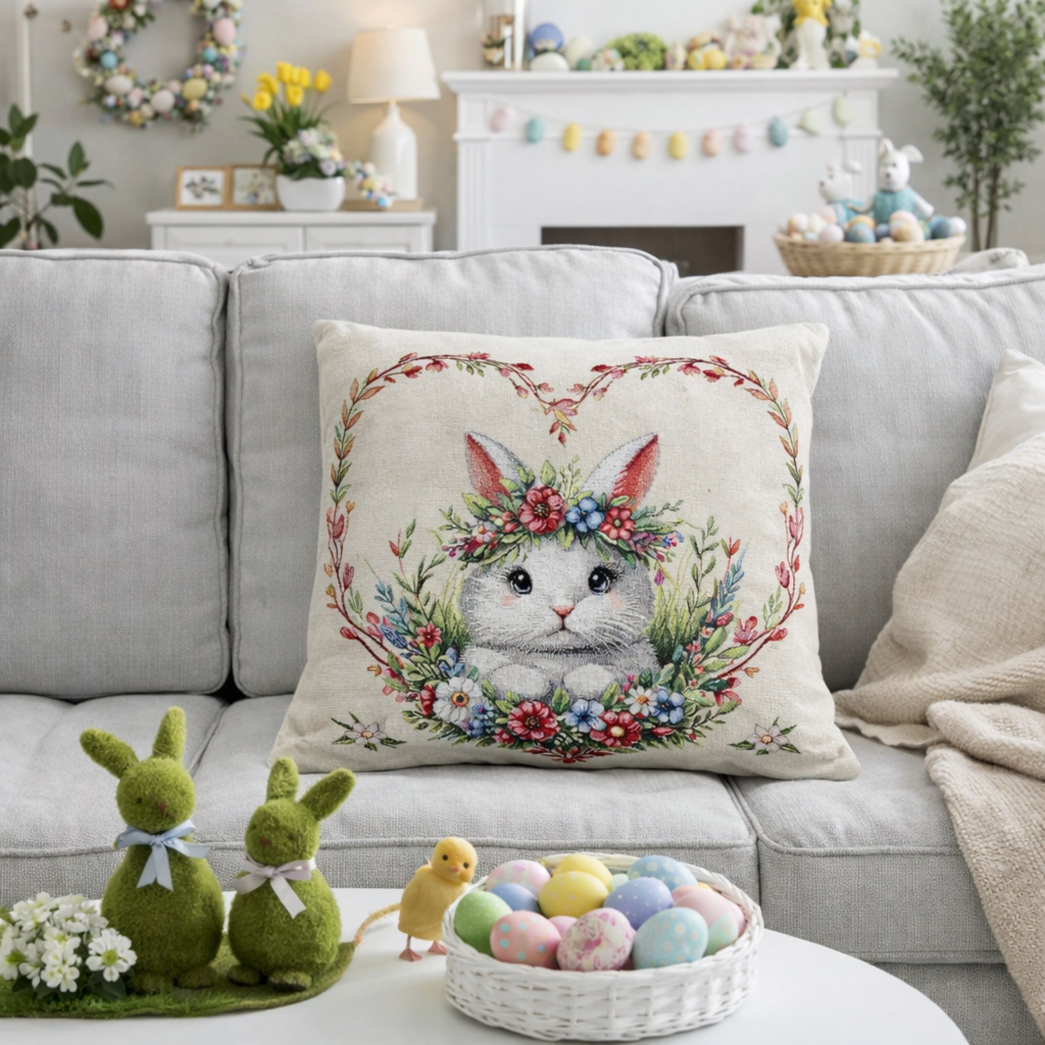 Cuscino arredo Pasqua 40x40 coniglietta