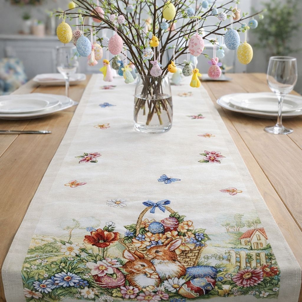 Runner Gobelin 45x140 coniglietti e uova