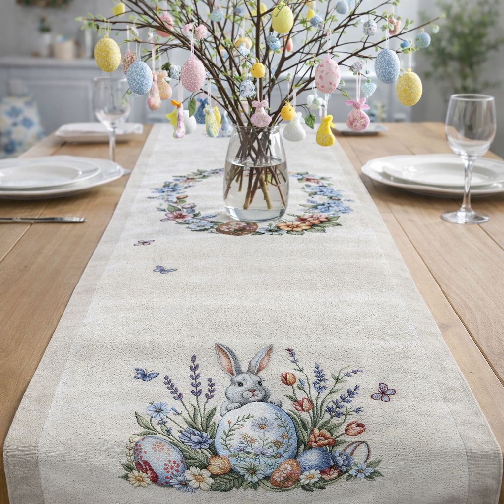 Runner Gobelin 45x140 Bunny & flowers