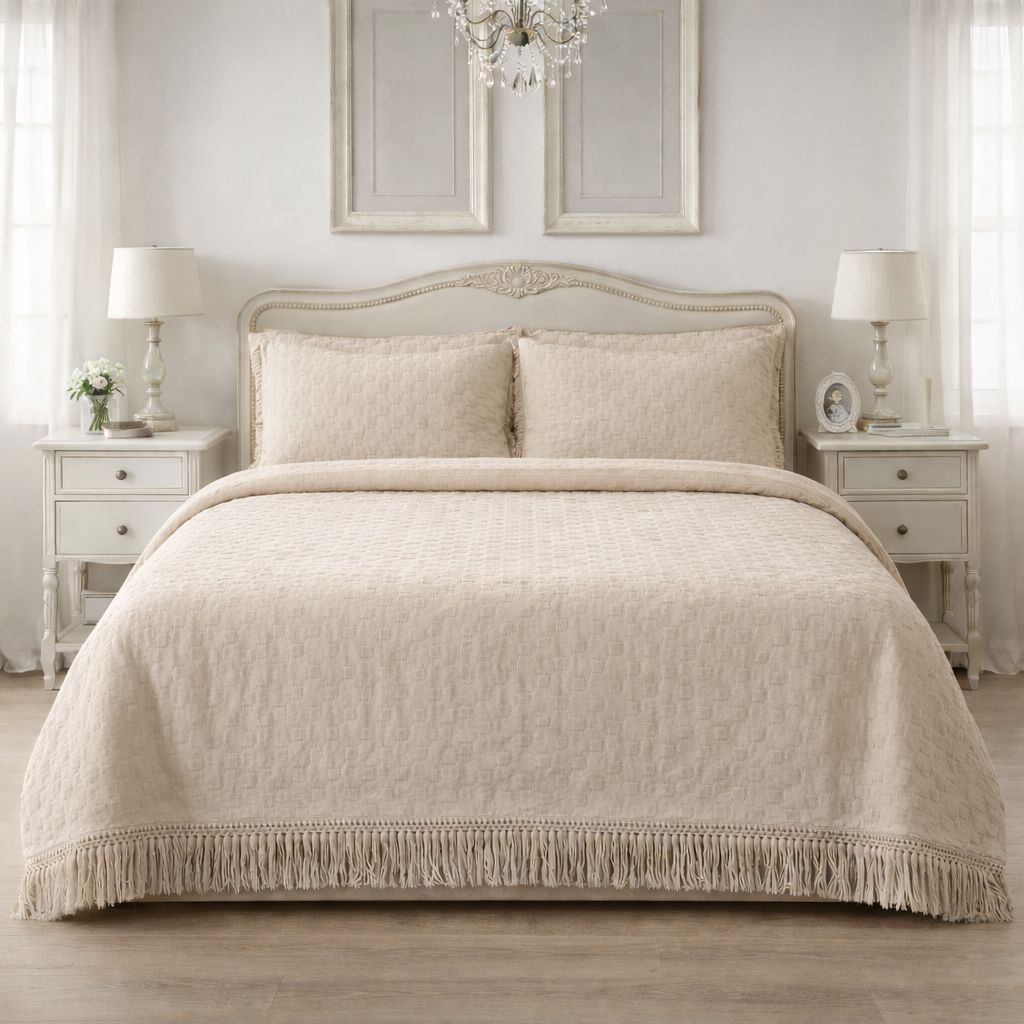 Trapuntina con frange Blanc Mariclo' 260 grammi