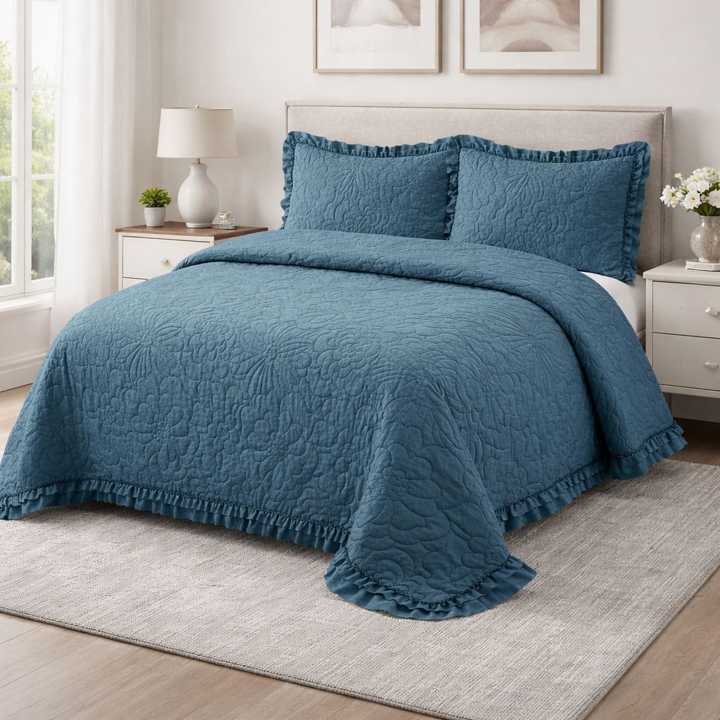 Set trapuntino + 2 federe Matrimoniale Denise fiore 100 grammi