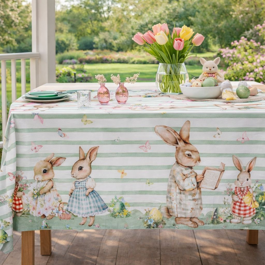 Tovaglia Nonno Coniglio Pasquale Maestri Cotonieri