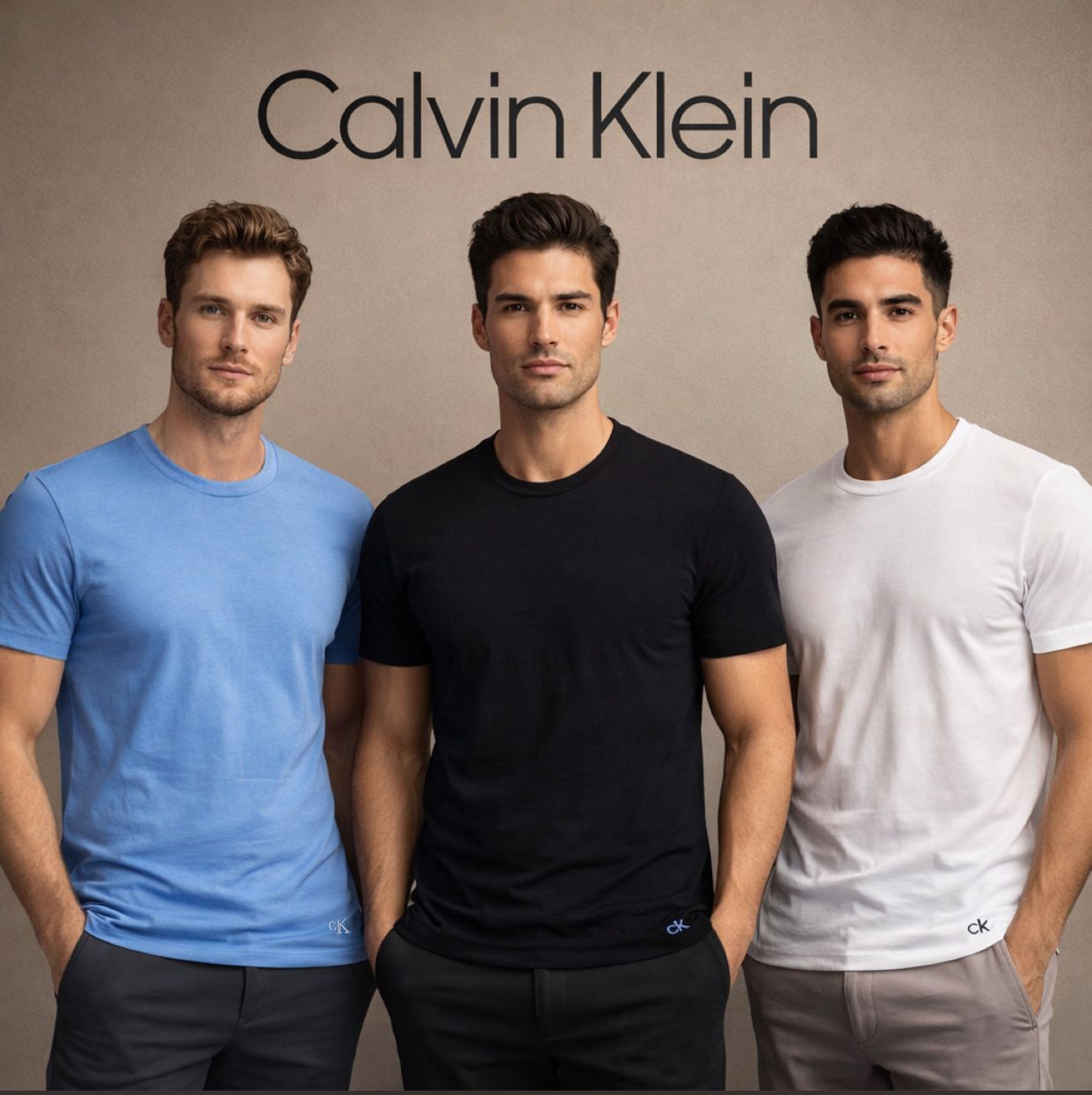 Tris T-shirt Calvin Klein Bianca/nera/azzurra