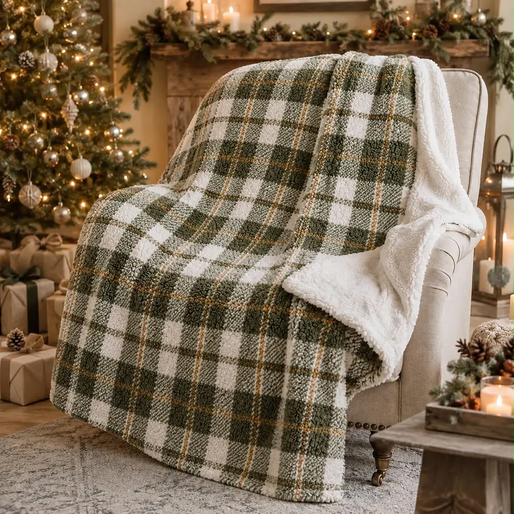 Plaid scozzese con sherpa Blanc Mariclo'
