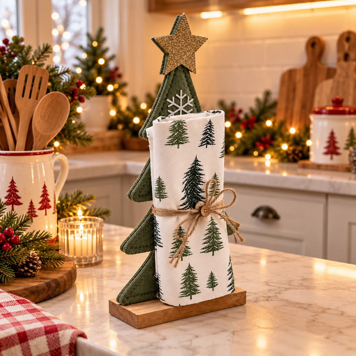 Set 1 canovaccio con decoro Natale Blanc Mariclo' Alberello