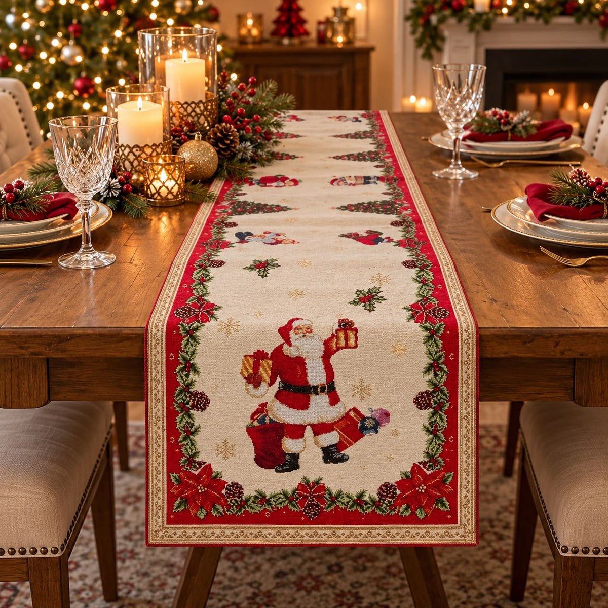 Runner gobelin Natale Blanc Mariclo'