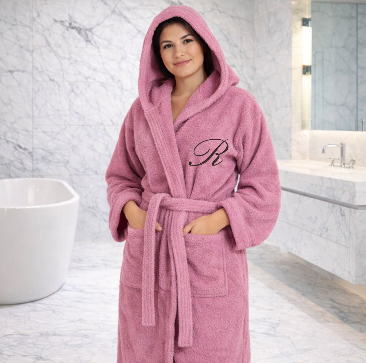 Accappatoio Unisex FUXIA in SPUGNA Gabel con Iniziale Personalizzata