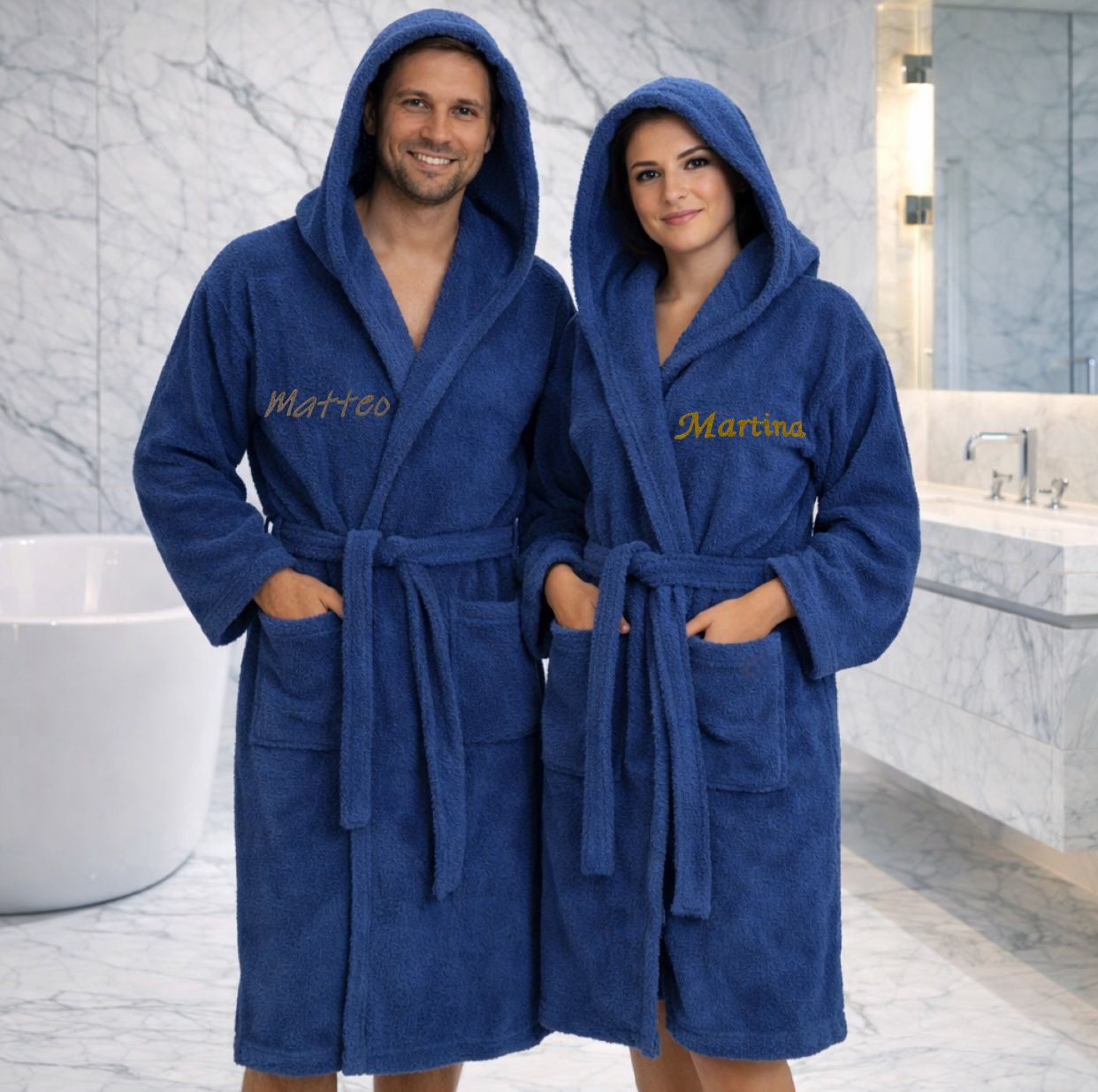 Accappatoio Unisex BLU In Spugna Gabel Con Nome Personalizzato