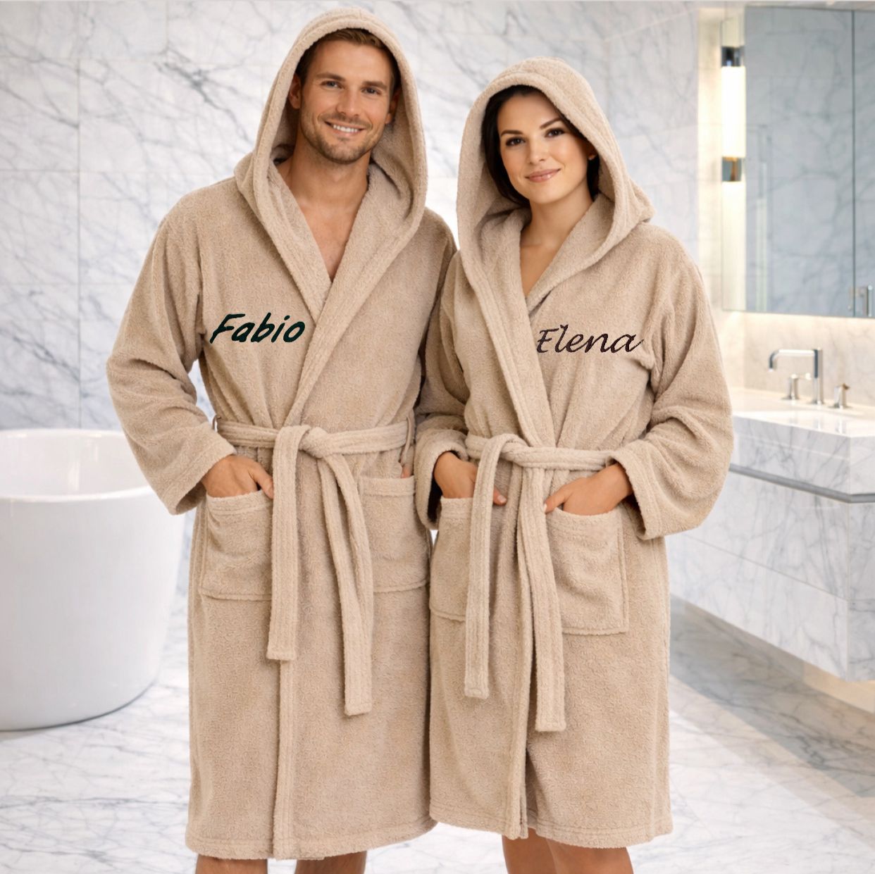 Accappatoio Unisex GREIGE In Spugna Gabel Con Nome Personalizzato