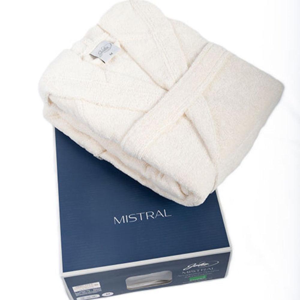 Accappatoio Unisex MISTRAL in SPUGNA Joly AVORIO con Iniziale Personalizzata