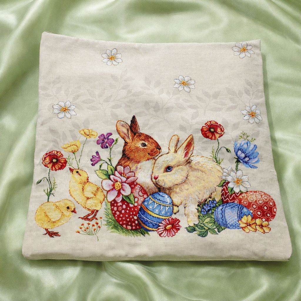 Cuscino arredo Pasqua 40x40 coniglietti e pulcini