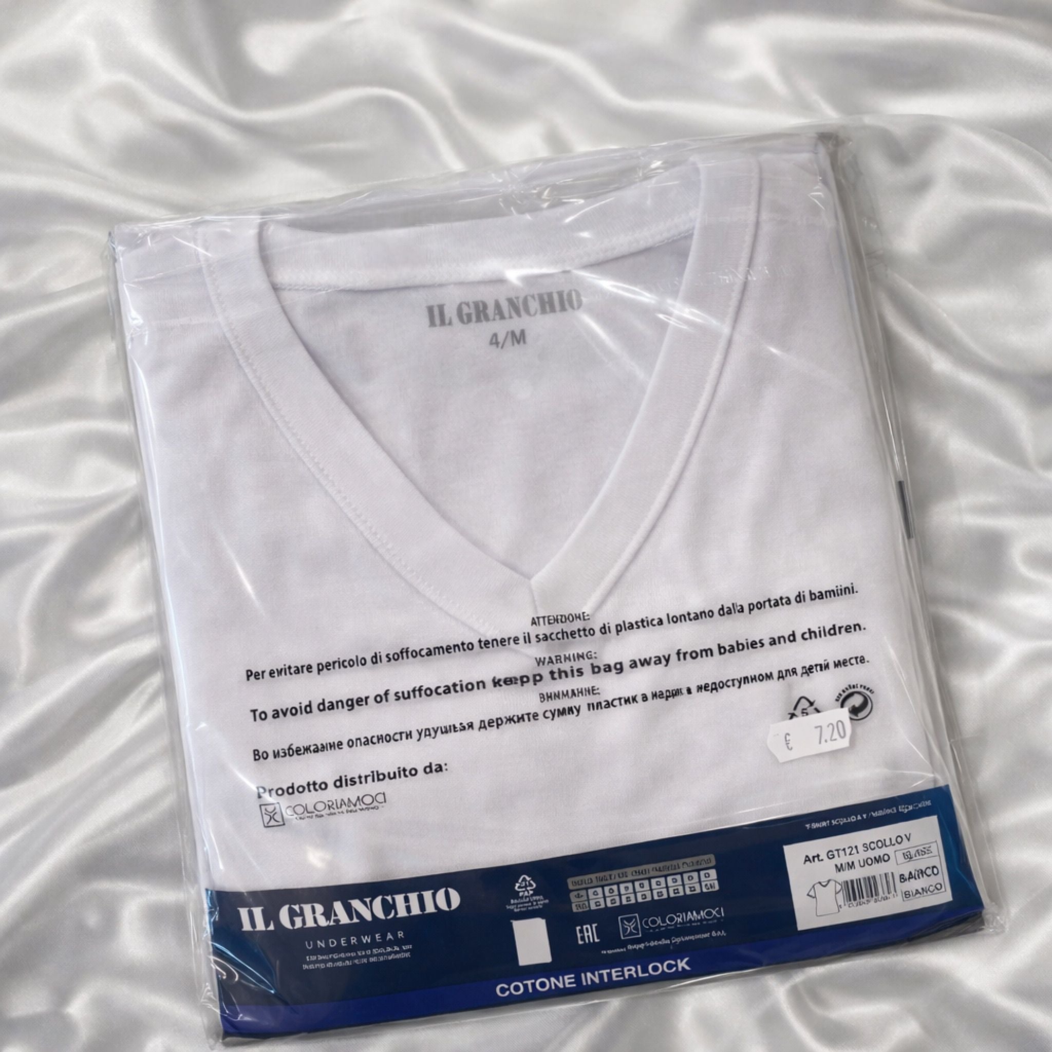 2 T-shirt mezza manica scollo V Caldo cotone GT121 Granchio