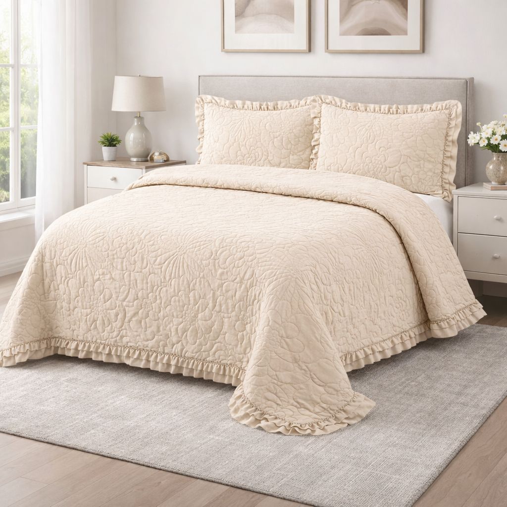 Set trapuntino + 2 federe Matrimoniale Denise fiore 100 grammi