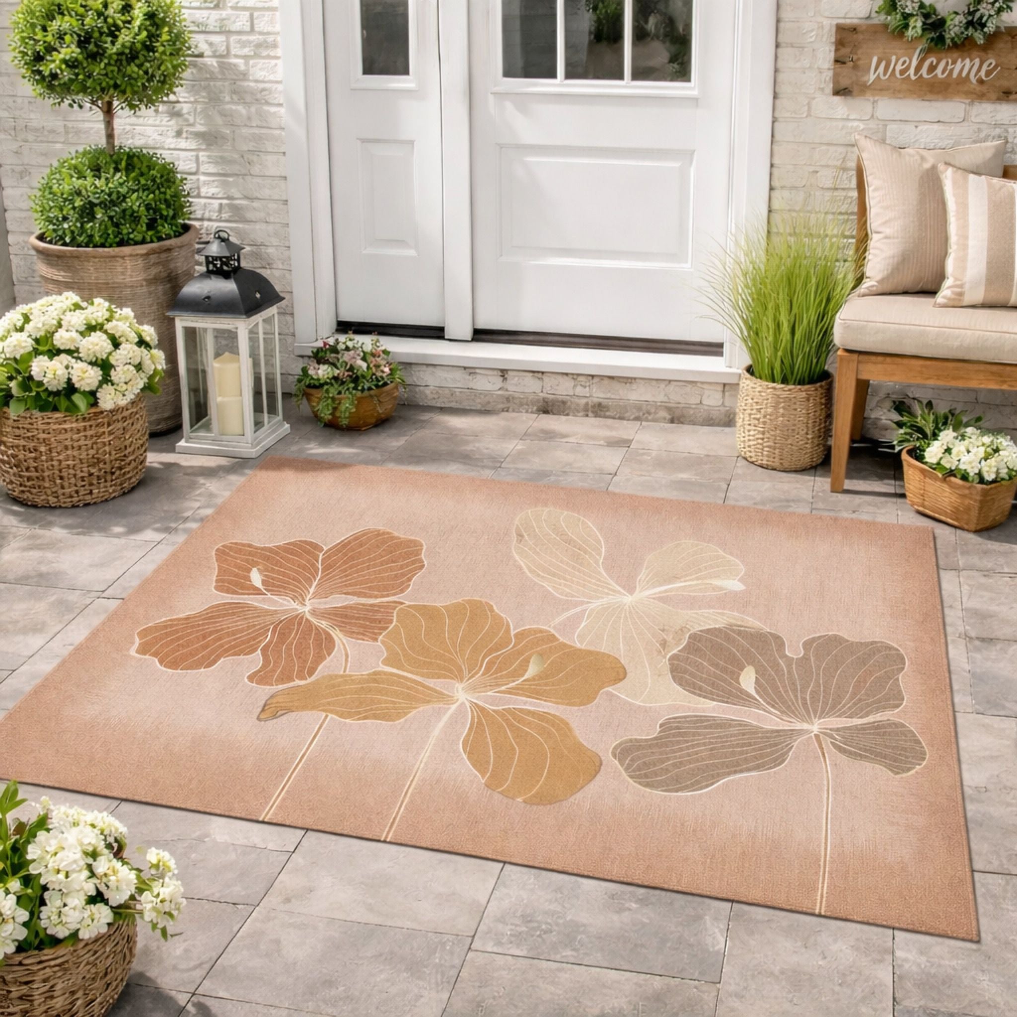 Tappeto in vinile HIBISCUS BEIGE di Interno in pelle