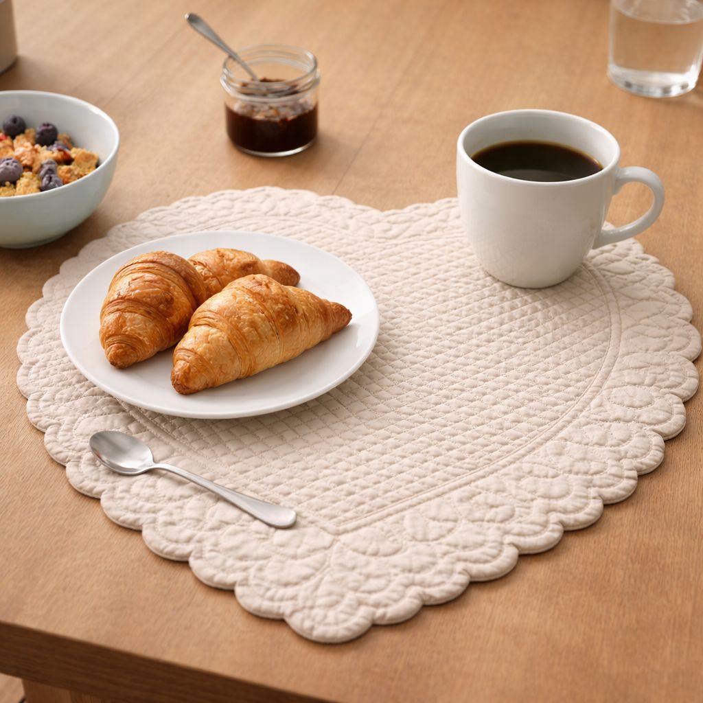 Tovaglietta americana trapuntata CUORE Blanc Mariclo'