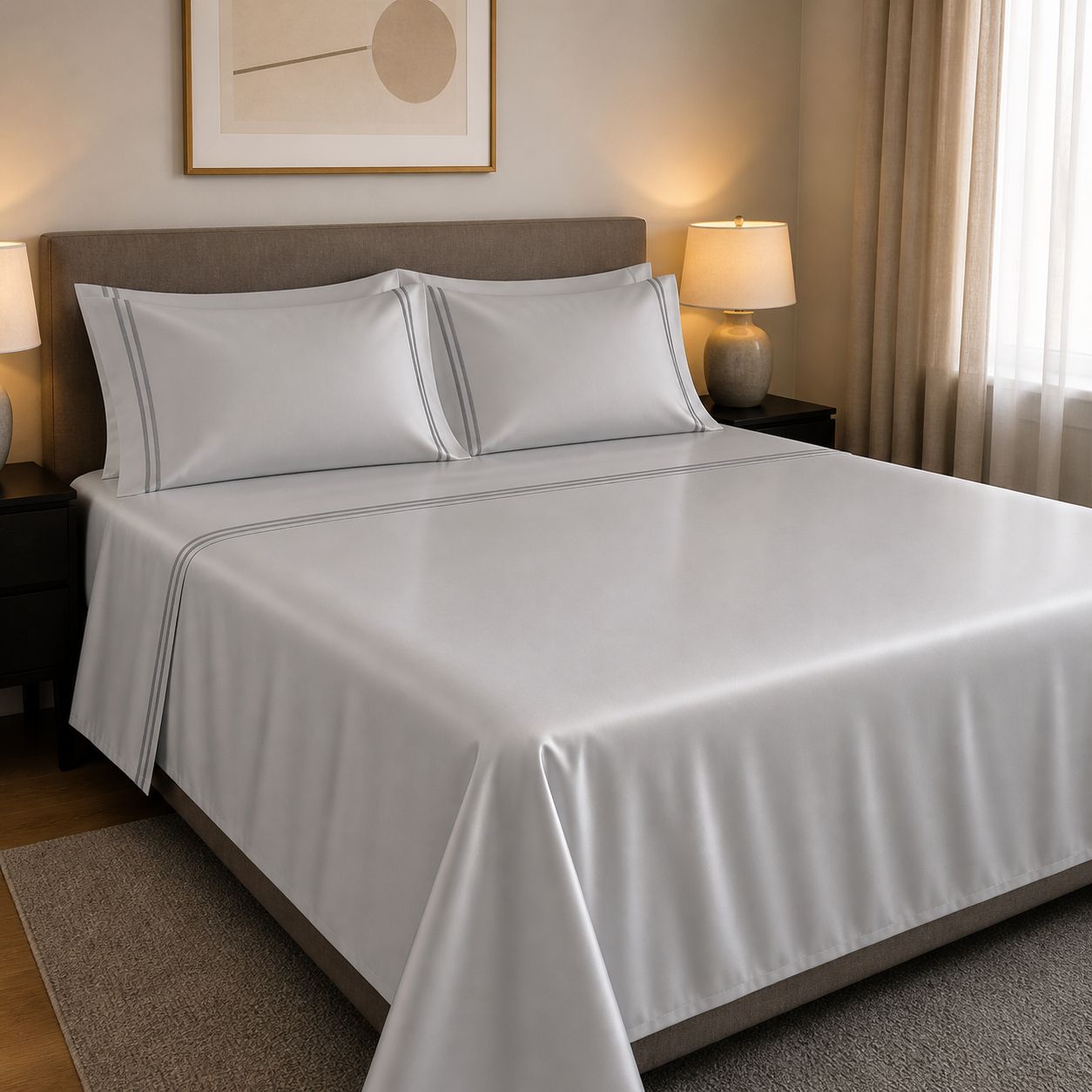 Completo lenzuola Raso di Cotone Bacchetta