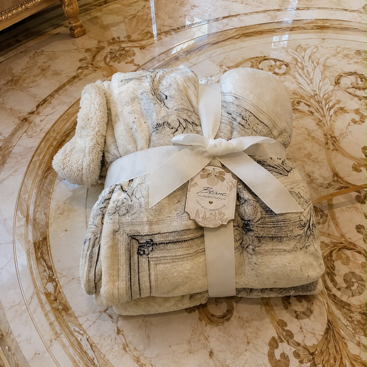 Plaid Barocco con sherpa Blanc Mariclo'
