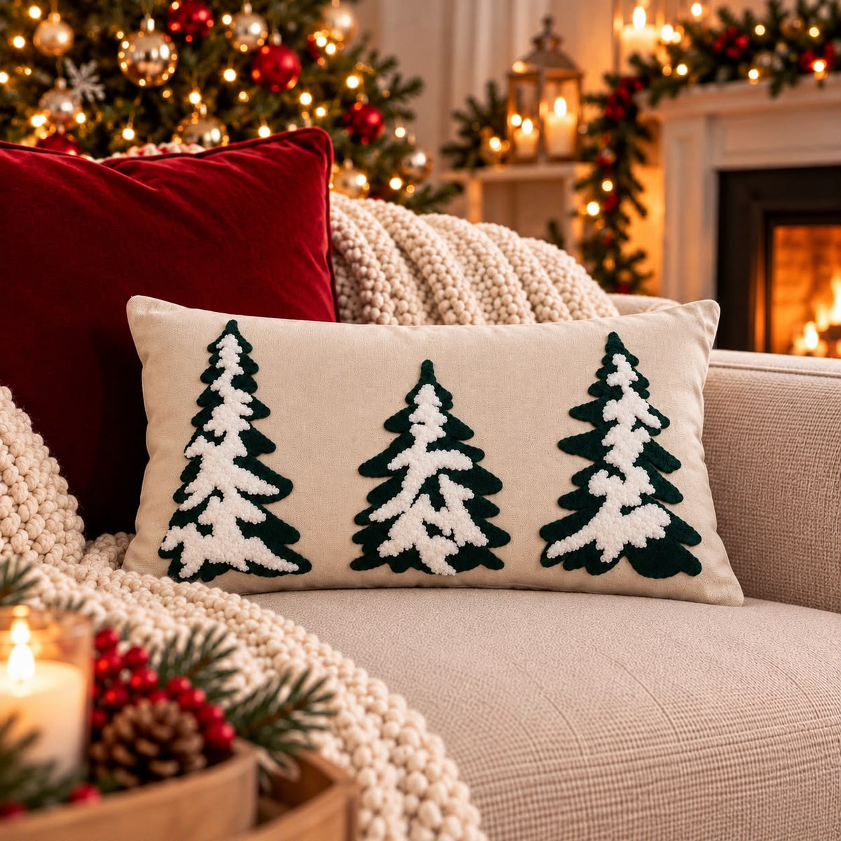 Cuscino Meid Alberi innevati Completo