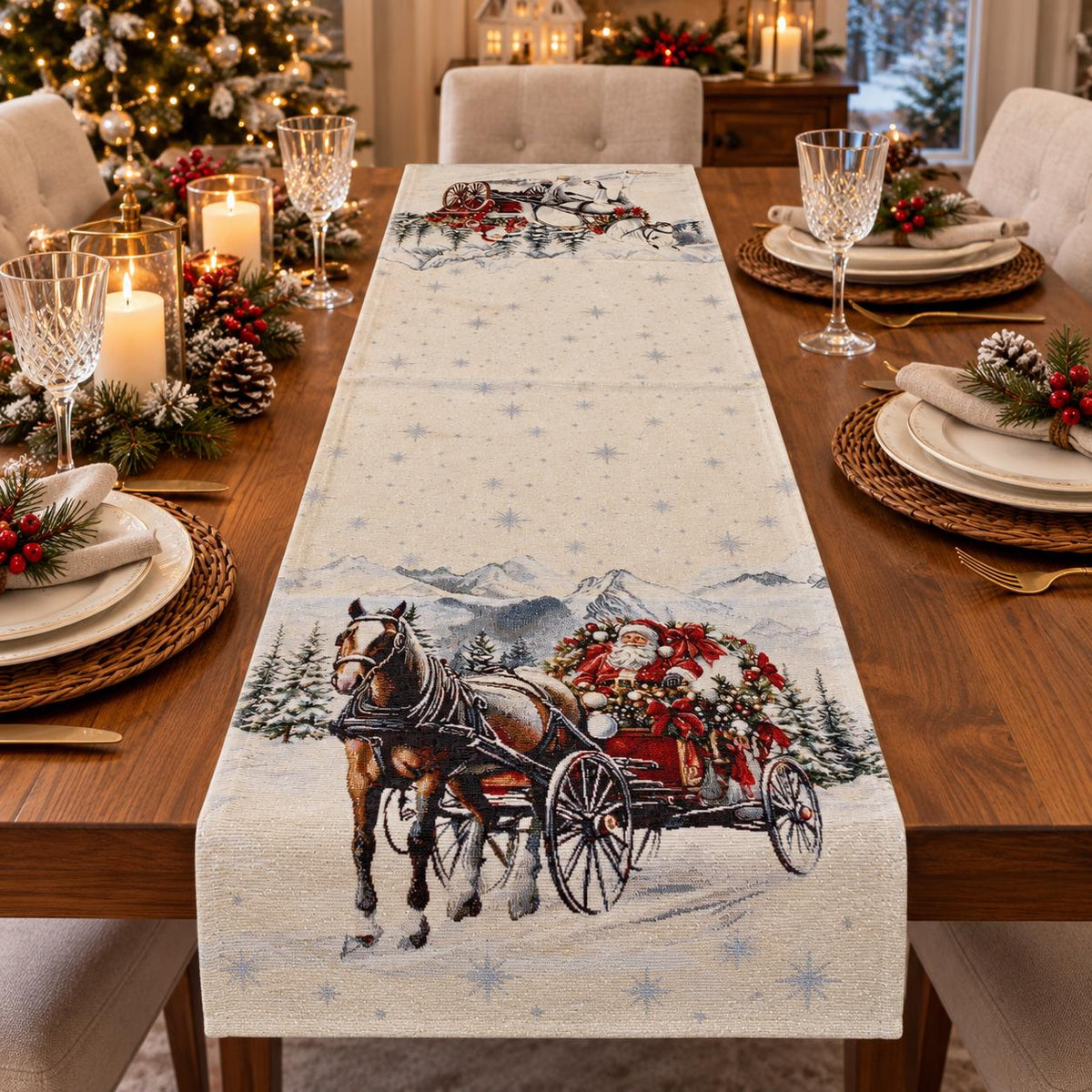 Runner in gobelin Natale in Carrozza