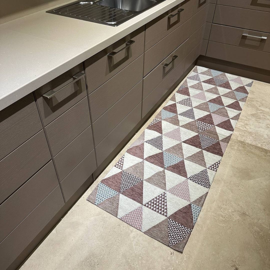 Tappeto Arredo Triangoli Rosa