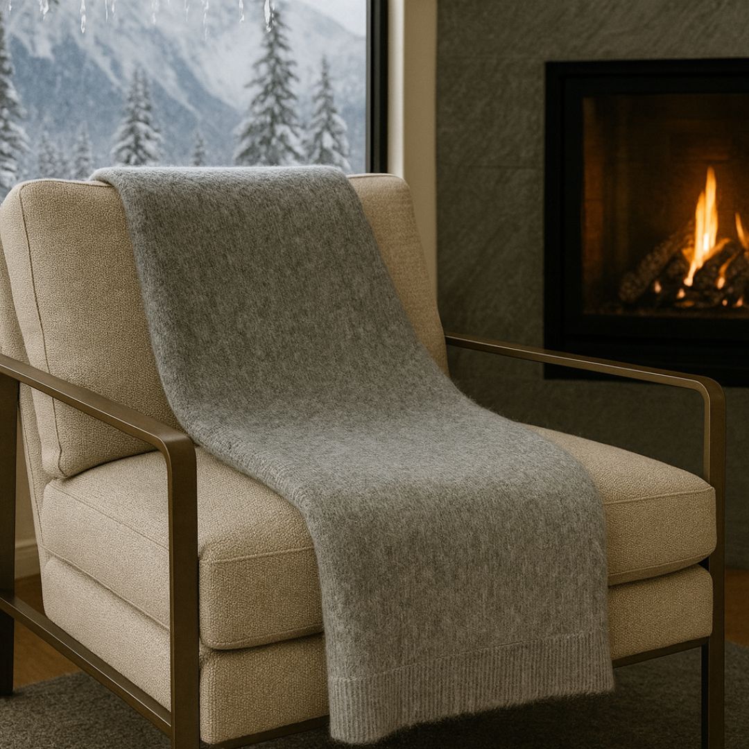 Coperta Lana Vergine Mohair Tinta Unita