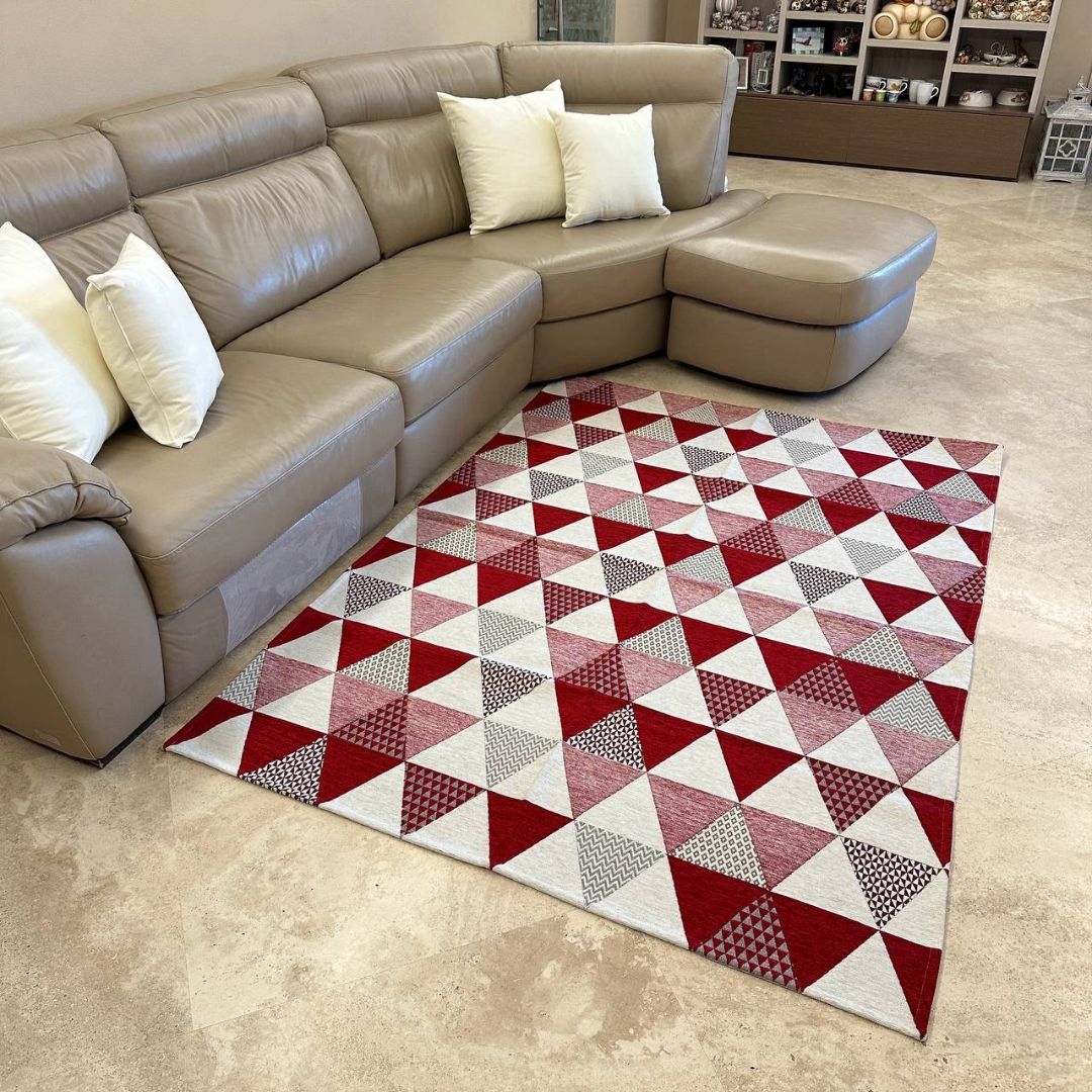 Tappeti Arredo Triangoli Rosso