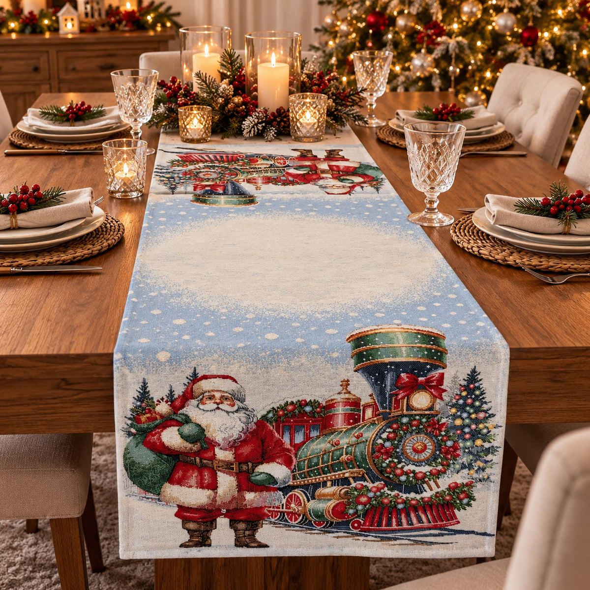 Runner in gobelin Babbo Natale