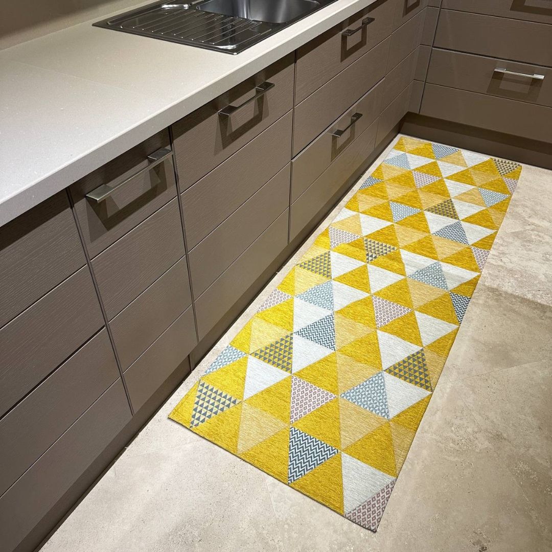 Tappeto Arredo Triangoli Giallo