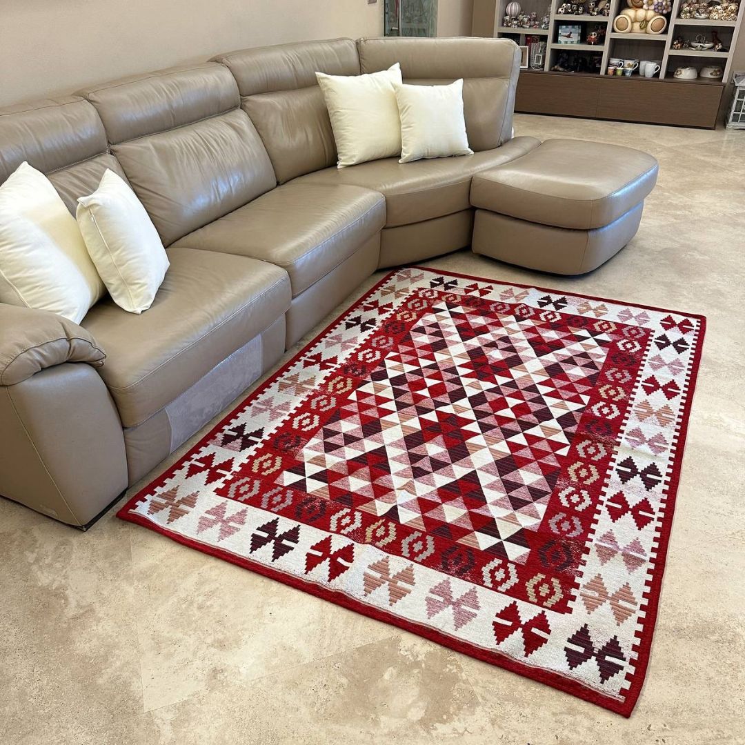 Tappeto Arredo Kilim Rosso