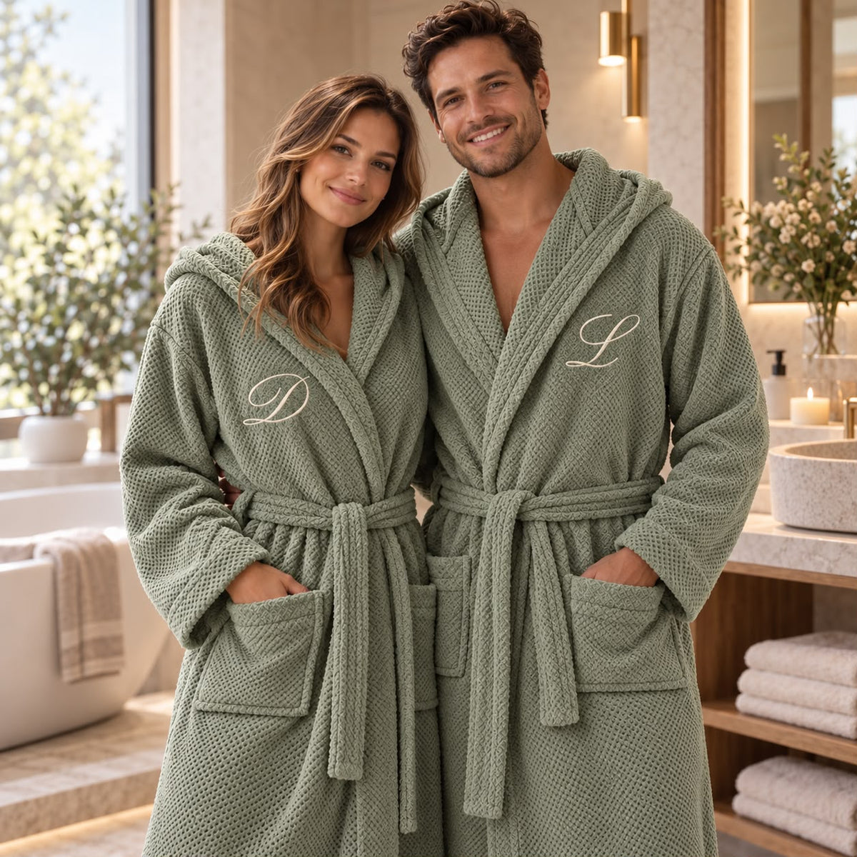 Accappatoio Unisex POP CORN VERDE Con Nome o iniziale Personalizzato