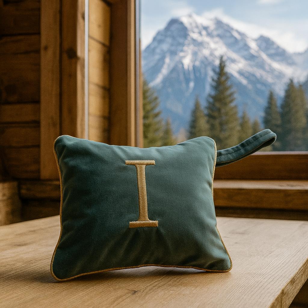 Pochette con Cifra In Velluto Verde