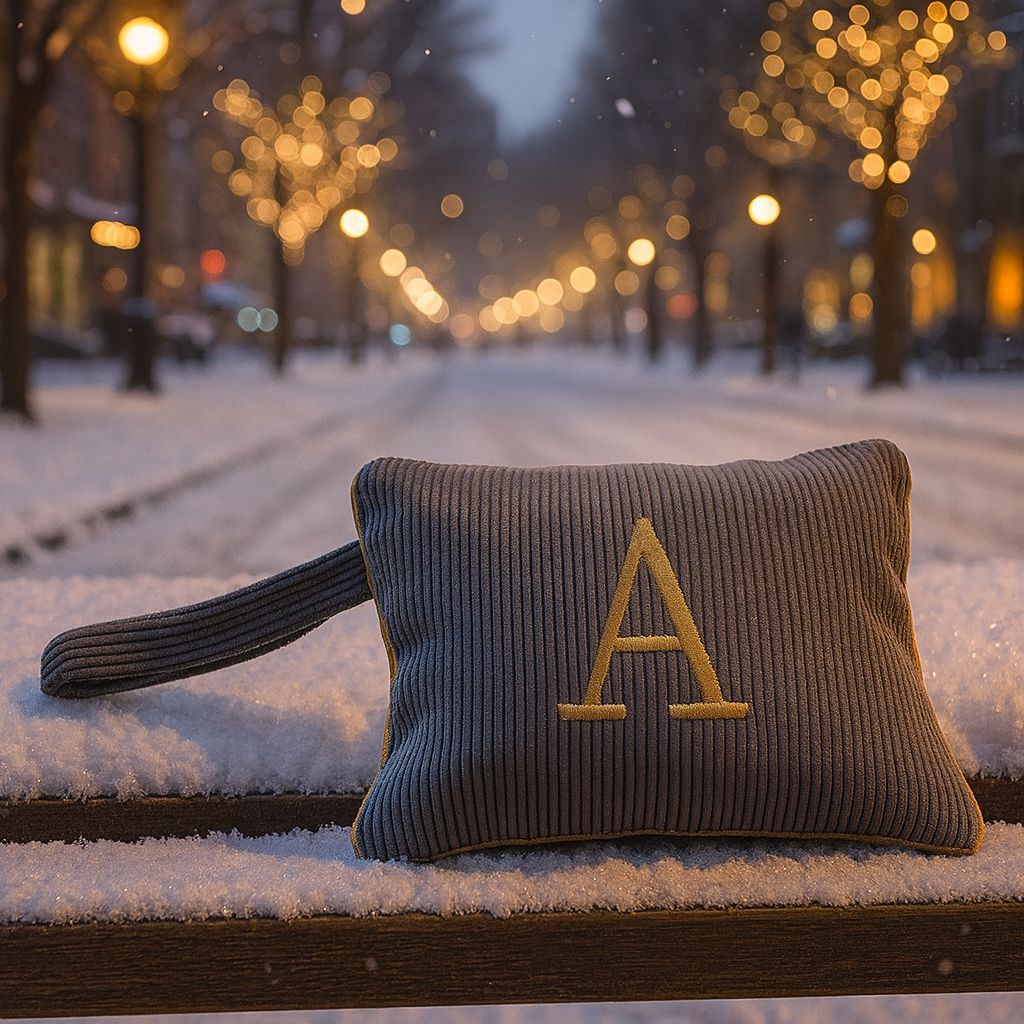 Pochette con Cifra Velluto Grigia
