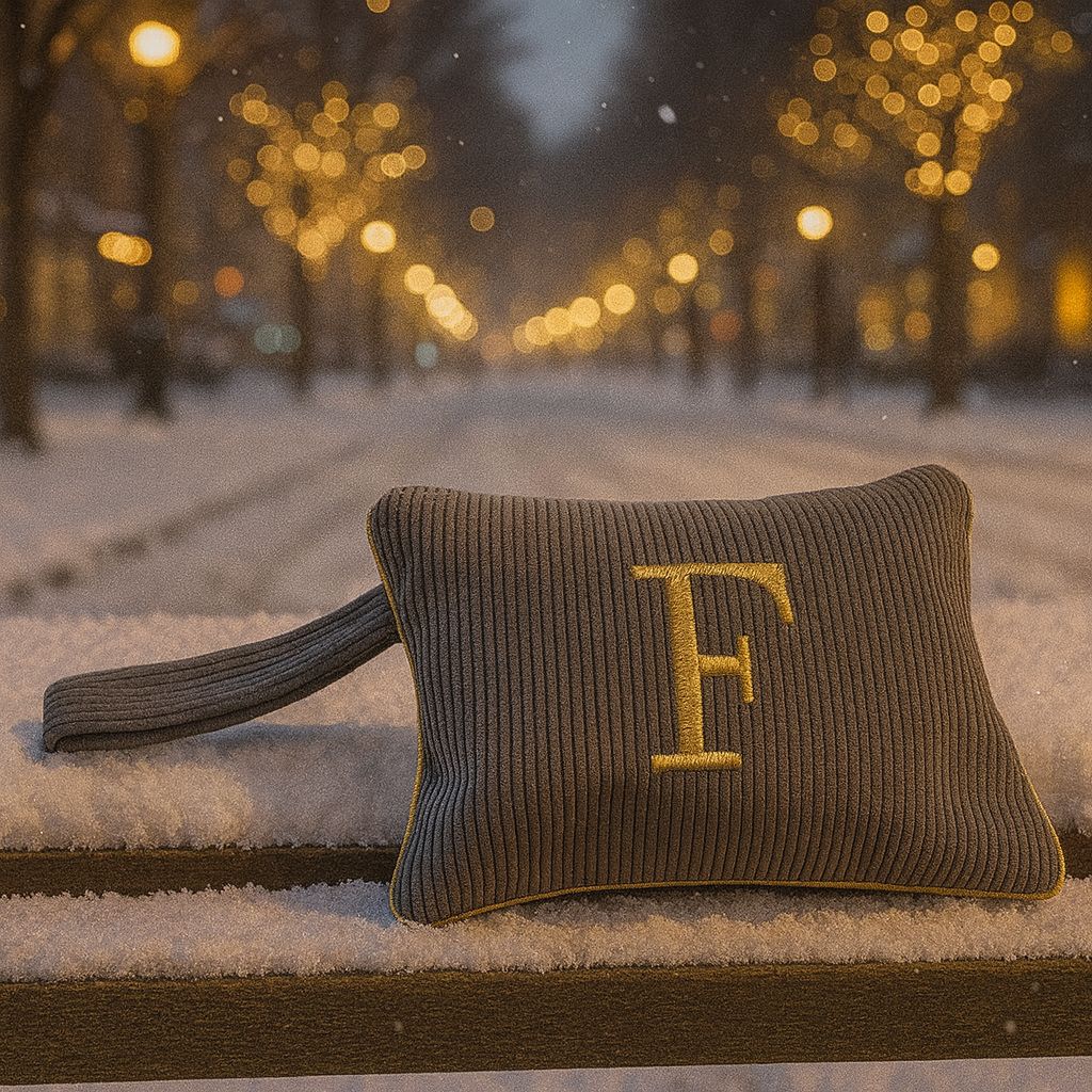 Pochette con Cifra Velluto Grigia
