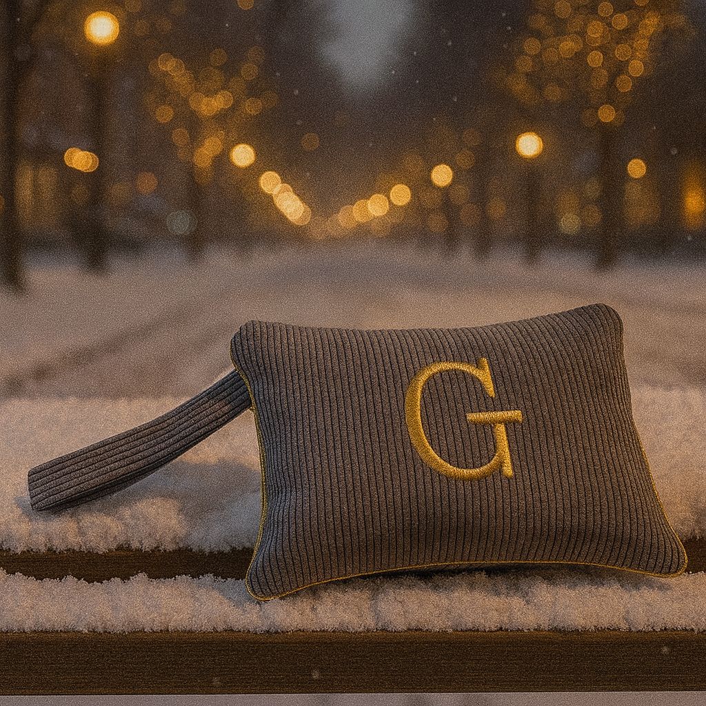 Pochette con Cifra Velluto Grigia