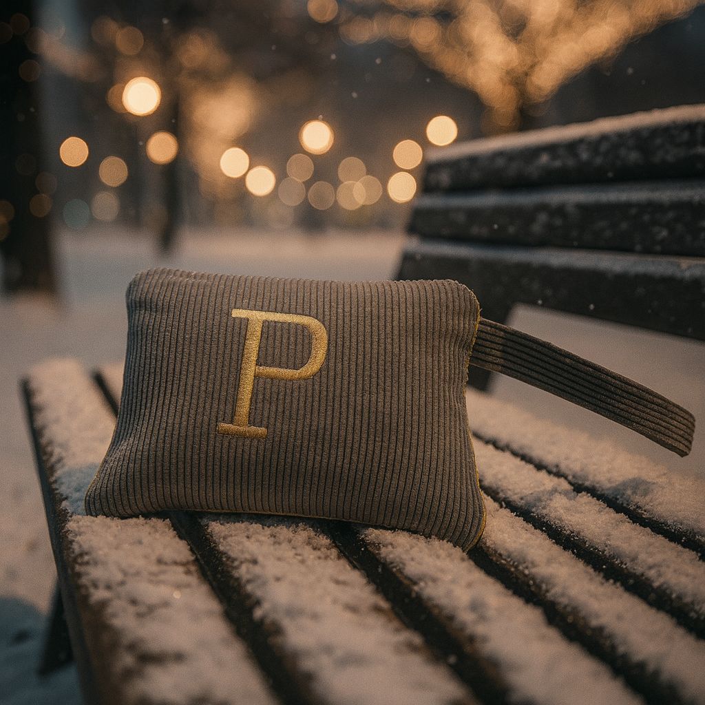 Pochette con Cifra Velluto Grigia